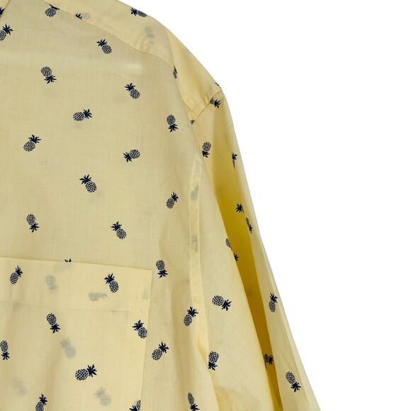 Chaps Easy Care Mens Button Down Shirt Striped Pineapple Print Blue Size 4X BIG‎ - Picture 7 of 9